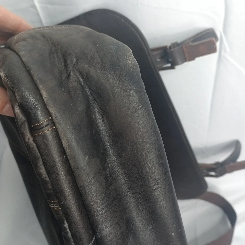Kenneth Cole Reaction Brown Leather Messenger Bag Laptop Briefcase s10
